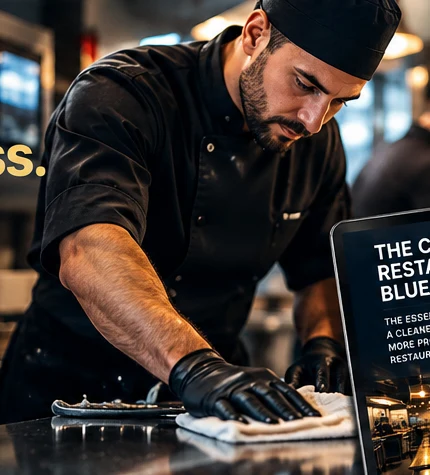 Restaurant team member maintaining a professional kitchen